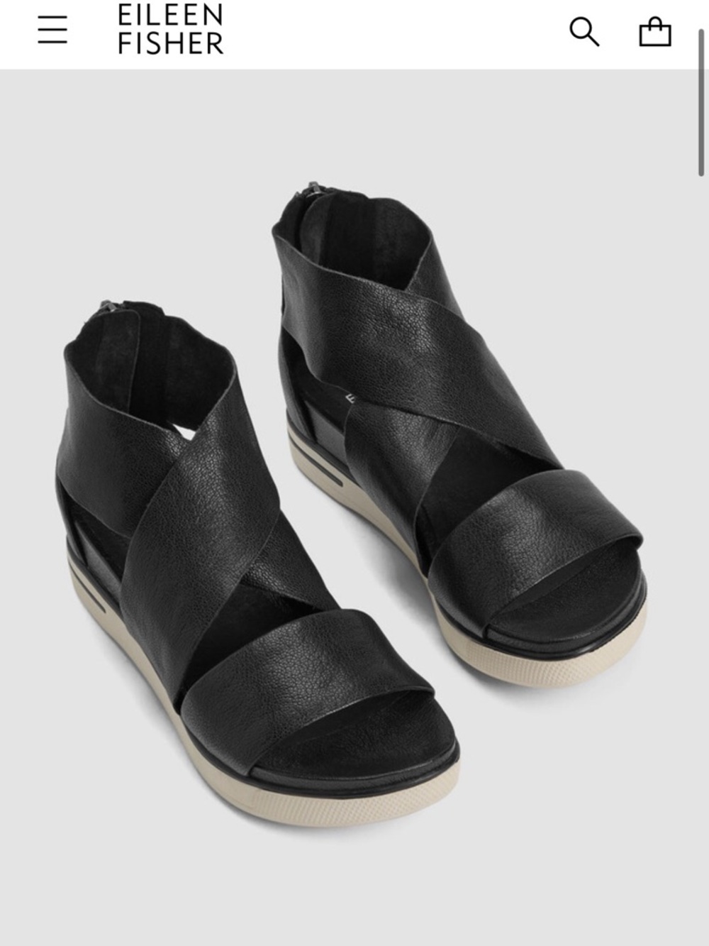 Eileen Fisher Black Sport Tumbled Leather Sneaker Sandal